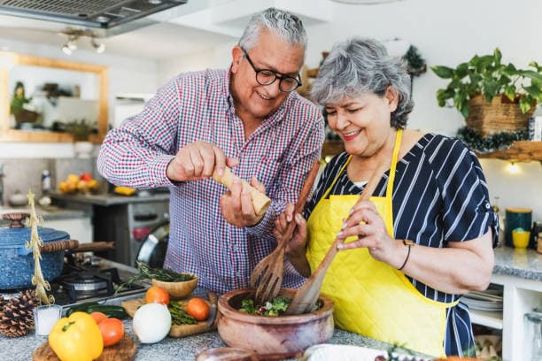 Seniors enjoying nutritious meals for healthy aging