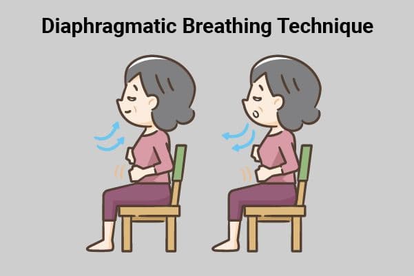 Senior performing breathing exercises for COPD