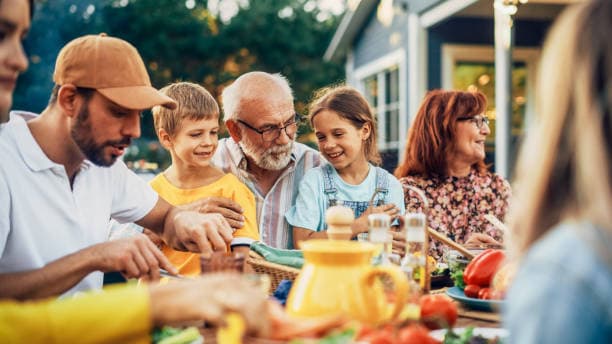 Family cooking together