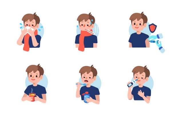 Person identifying early flu symptoms