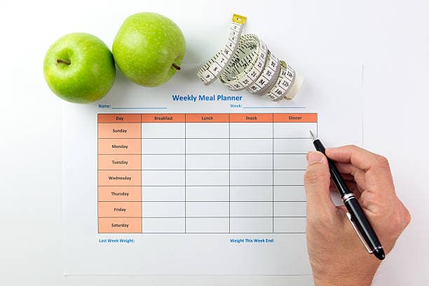 Weekly meal plan chart for seniors