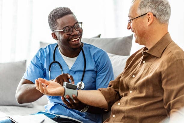 Hero image of a person checking blood pressure