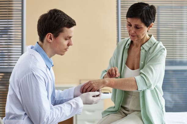 Women discussing lupus symptoms with a doctor