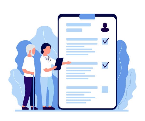 Patient receiving advice on migraine management