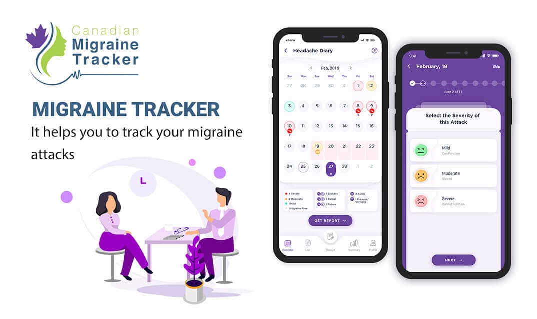 A user logging migraine symptoms in a digital tracker app