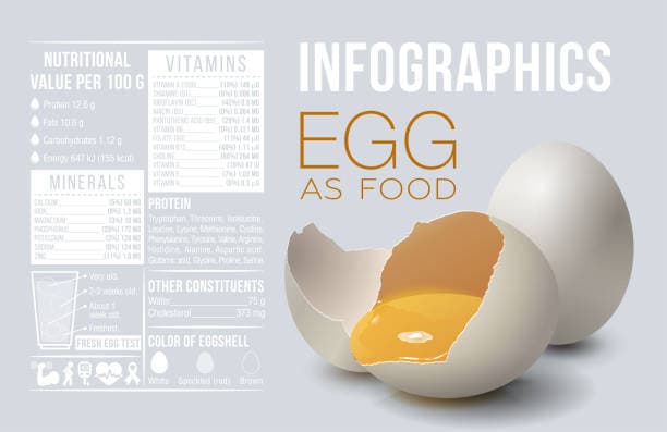 Nutritional breakdown of eggs with protein focus