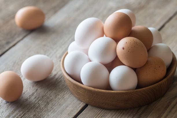A bowl of fresh eggs representing high protein sources